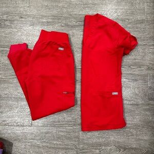 FIGS Scrubs - Red-  Casma Top w/ Zamora Joggers